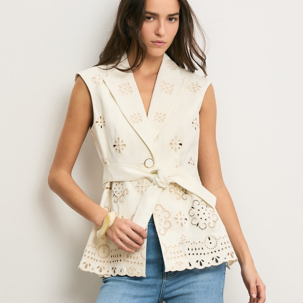 Veronica Beard Townes Eyelet Vest